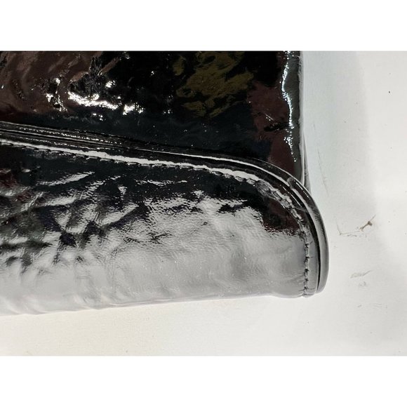 Lauren Merkin Womens Clutch Handbag Black Leather Snap Button M - Picture 9 of 12